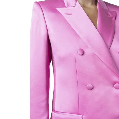 TIANMEI Womens Satin Tuxedo 2 Piece Casual Dressy Outfits Double Breasted Suits for Women Luxury Jacket Pant Womens' Suit Set4