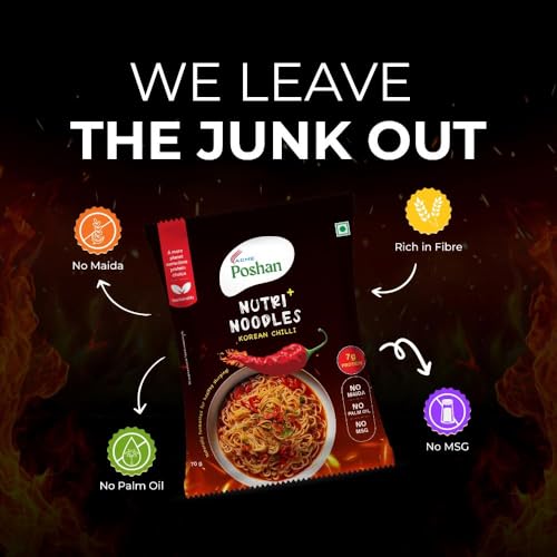 Image of Acme Poshan Nutri+ Korean Chilli Instant Noodles - 70g Pack of 1 | 7g Protein | No Maida, No Palm Oil, No MSG