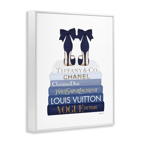 Image of Chic Bookstack Heels Fashion, 24 x 30 Inch Framed Giclee Print | Stupell Industries . By Amanda Greenwood . Ready to hang . Great for bedroom or office . Made in USA