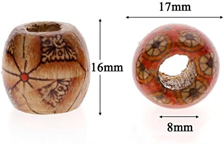 Juanya Wholesale 100pcs 12mm Mixed Painted Drum Wood Spacer Beads Wooden Beads for DIY Jewelry Making Hair Accessories