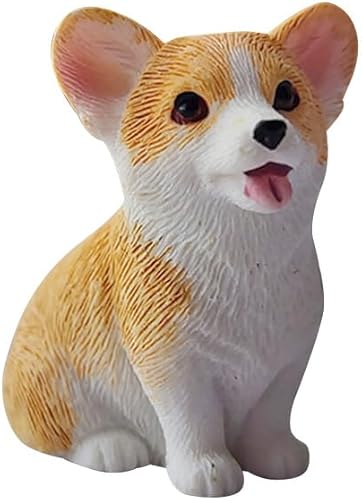 Decoración de tablero de automóvil de Corgi de simulación, lindo adorno decorativo de resina, figura de perro para el hogar, oficina, adorno de