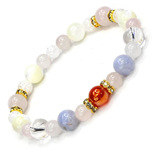 [ ハッピーボム ] アゲートオーラ コンビネーション 天然石 パワースト－ン ブレスレット 内周19cmのサムネイル