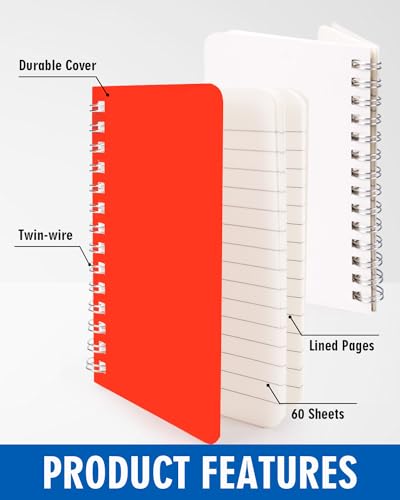 Dynta Small Notebooks 3x5 Bulk, Mini Spiral Notebooks 40 Packs, Pocket Notebooks Notepads Memo Pads 10 Assorted Colors for School Home Office College Work Travel (60 Sheets/120 Pages)