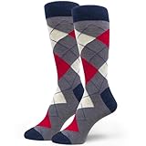 Spotlight Hosiery Men's Argyle Dress Socks,Bluish Gray/Red/Champagne Marble