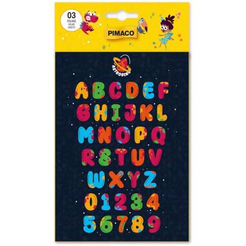 Adesivo Astro Dino, Letras, 3 folhas, Pimaco