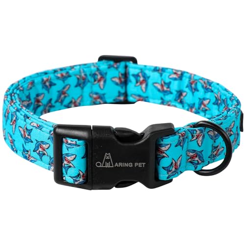 ARING PET Summer Dog Collar-Cotton Lightweight Blue Dog Collars, Adjustable