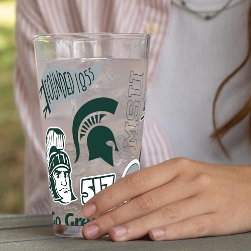 Image of Logo Brands NCAA 16 oz Pint Glass - Durable Glass With Bold Team Color- Chip-Resistant Rim Drinkware For Fans, Tailgates, Home Bars & Everyday Use