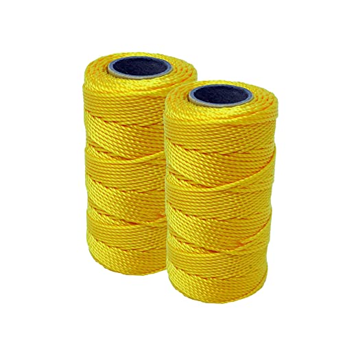Dapetz ® 2 cuerdas de nailon para construcción de ladrillos de construcción de 70 m, color amarillo, resistentes a la abrasión y a los álcalis, adecuadas para construcción y trabajos de suelo,