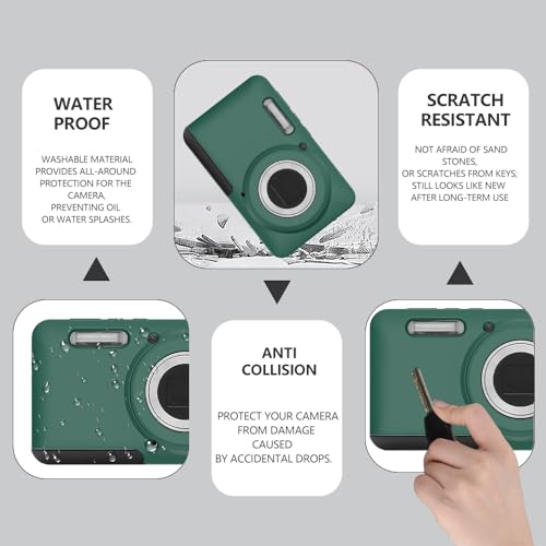 Image of Case for Kodak PIXPRO FZ55,FZ55 accessories,Soft Silicone Protective Case,Comes with 2 Screen Protectors and 1 Wrist Strap - Dark green