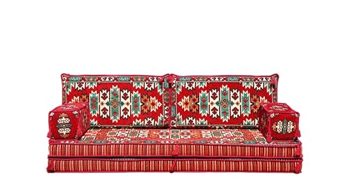 arabicsofa Traditional Sectional Floor Seating with Backrest Pillows – Handmade Arabic Majlis Sofa for Guest Room