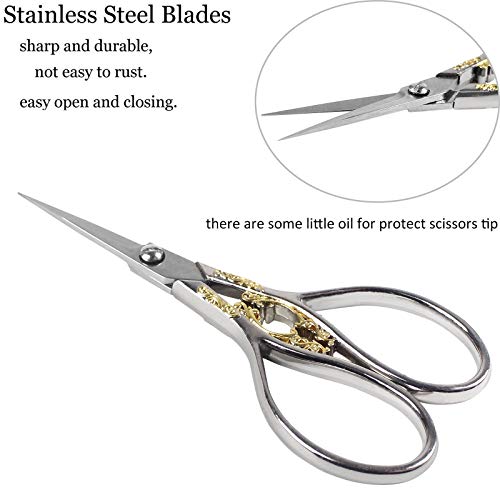 Bihrtc 4.33 Inches Vintage European Style Stainless Steel Auspicious Clouds Scissors For Needlework, Embroidery, Sewing, Craft, Art Work & Everyday Use (Silver) #TOP2