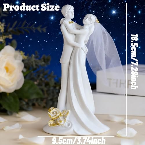Estatua pareja de novios boda decorativa 7.28 pulgadas miniatura 4