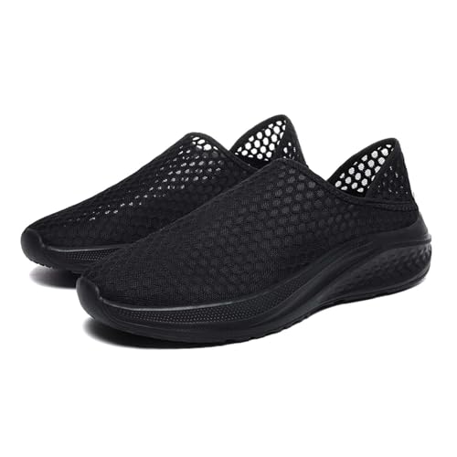 Casual Shoes for Men Slip On Soft Tennis Walking Sneakers Breathable Mesh Lightweight 2026 Fashion Summer Shoes, Black, 9 Wide
