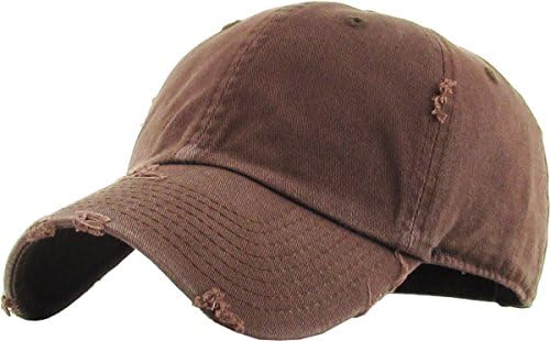 KBETHOS Vintage Washed Distressed Cotton Dad Hat Baseball Cap Adjustable Polo Trucker Unisex Style Headwear (Vintage) Brown Adjustable