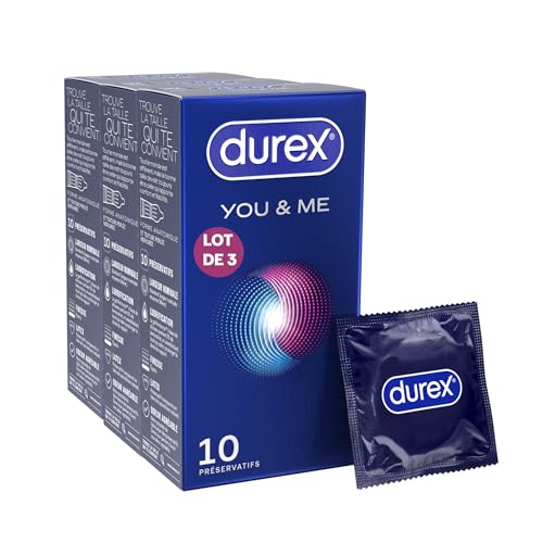 Durex YOU & ME - 30 Préservatifs - Retardant et Stimulant - Lot de 3 x 10 pièces