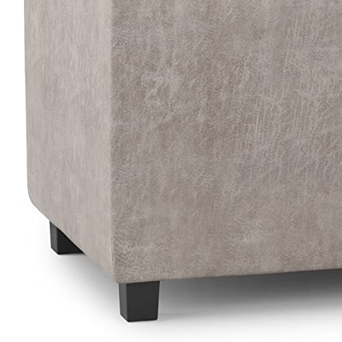 SIMPLIHOME Avalon Storage Ottoman - 42 inch Wide Upholstered Vegan Leather Rectangular Flip-Top Ottoman in Distressed Grey Taupe, Contemporary Coffee Table Ottoman for Living Room with Hidden Storage - Thumbnail 6
