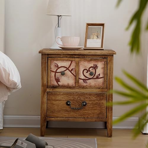 Table de Nuit Bois Rangement Chambre Table d'appoint Laiton