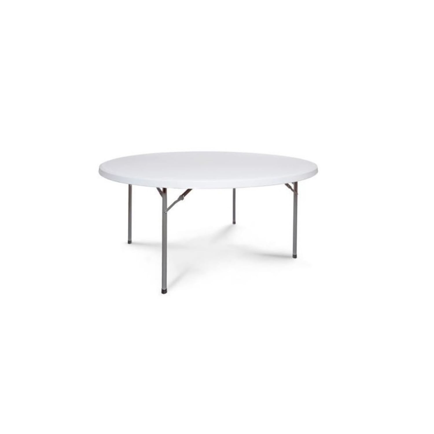 GrecoShop Tavolo con struttura Pieghevole Rotondo 180cm in Plastica HDPE – Tavolino da Giardino, Banco Pieghevole Portatile, Struttura Robusta per Catering, Eventi, Campeggio e Uso Interno/Esterno