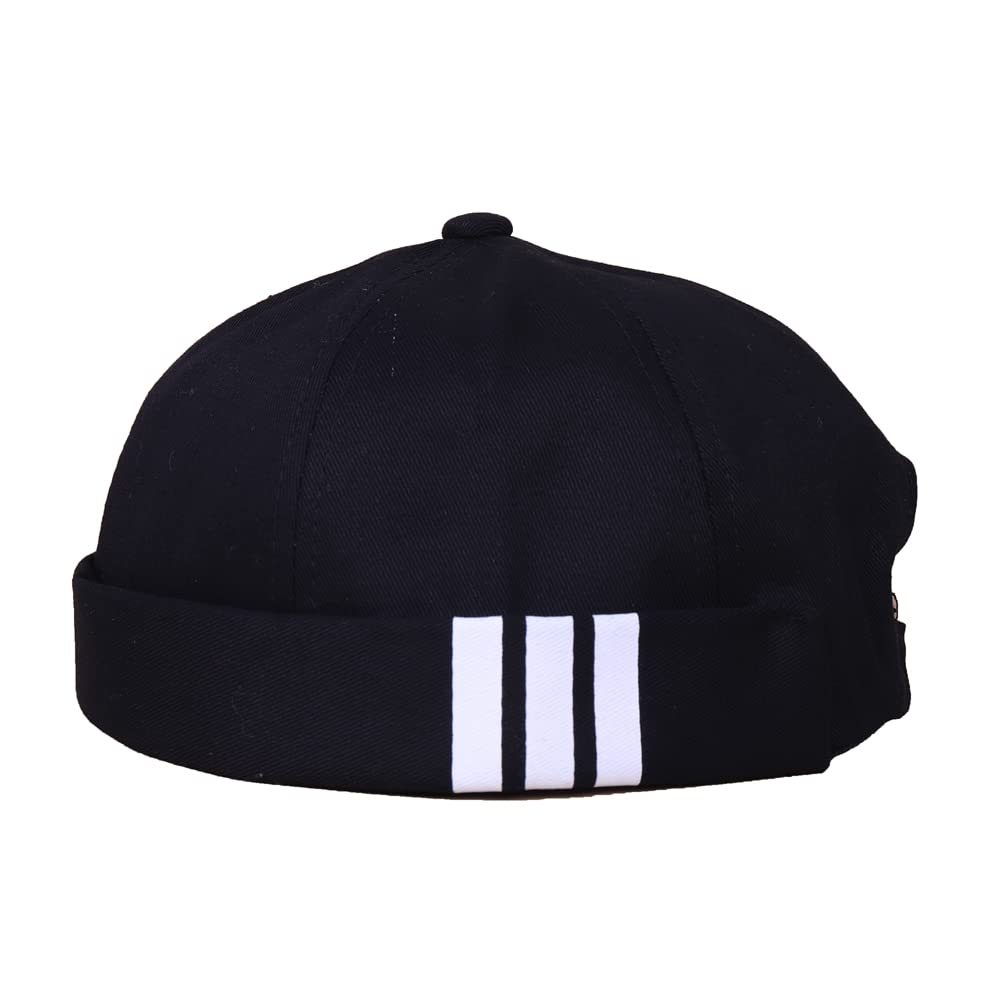 COMLIFE Unisex Cotton Striped Retro Brimless Adjustable Beanie Visor-Less Cap