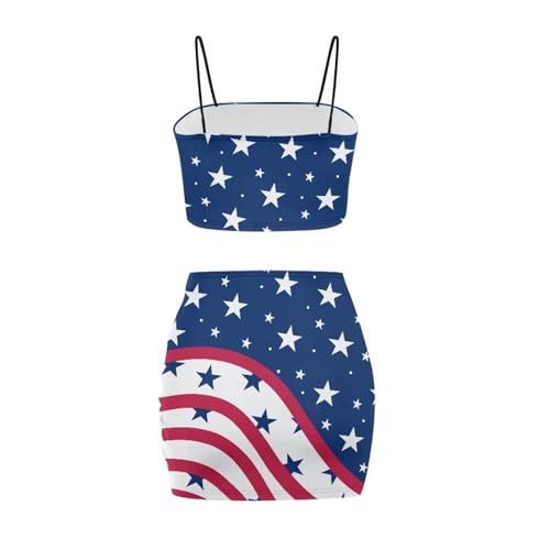 Image of Biyejit Women's 2 Piece Summer Outfits Spaghetti Strap Crop Tops and Bodycon Mini Skirt Dress Set Plus Size S-4XL