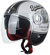 Open Face Motorcycle Helmet for Adults, DOT Approved,Moped 3/4 Half Vespa Vintage Helmet with Dua...