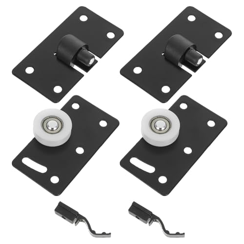Kisangel 2 Pièces Roulettes en Acier Laminé à Froid pour Porte Coulissante Noir, Fonctionnement Silencieux et Solide, pour Placard Cuisine à Domicile