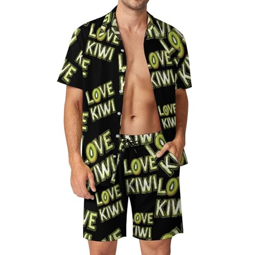 Love Kiwi Hawaiian Shirt And Shorts 2 Piece Summer Shirt for Vacation Casual Beach Suits