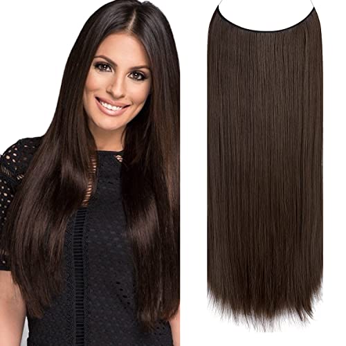 Halo Extensions de cheveux invisibles en fil transparent - Taille réglable - Clips amovibles sécurisés en forme de couronne cachée - Pour femme - 55,9 cm Cover