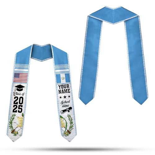 MonkeyVan Custom Guatemala Graduation Sash, Personalized Guatemalan Graduation Sash 2025, Guatemala American Graduation Sashes Gtm10