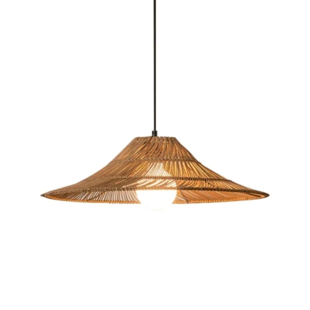 CHUNGYANG Height Adjustable Rattan Pendant Light Hanging Chandelier Light Fixture for Kitchen Island Dining Room Farmhouse Vintage Hanging Ceiling Light Natural Rattan Wicker Lampshade Hanging Lamp