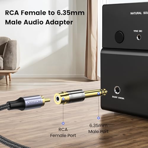Adaptador MOSWAG RCA a 1/4 pulg 6.35mm Mono Macho a RCA Hembra 6 unidades miniatura 3