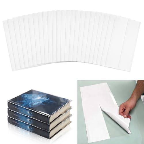 Lerheedi 20 Pcs Fold-On Archival Book Jacket Center-Slit Books Dust Jacket Covers Clear Archival Book Cover Protector for Librarian Collector (12 H X 26 L)