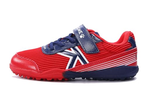 Tenis de fútbol sala KELME para niños y niñas, botas elásticas rojo y azul en talla 4