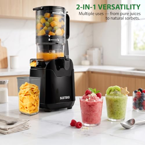 Image of SUSTEAS Juicer Machines, 2-in-1 Cold Press Juicer Strainer (Juice & Sorbet)