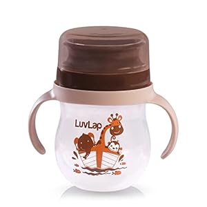 LuvLap Baby Bite Resistant Soft Spout 360° Sipper Cup, 240 ml, Pink