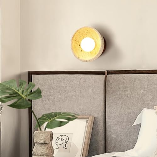 Lámpara de pared rústica de travertino amarillo con casquillo G9 y pantalla esférica 4