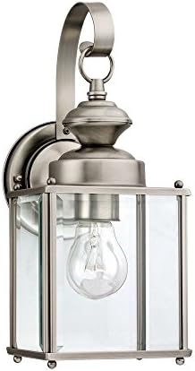Sea Gull Lighting 8457-965 Jamestowne Transitional One - Light Outdoor Wall Lantern Outside Fixture, Antique Brushed Nickel Finish