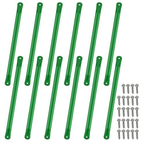 Sulythw 12 Pcs Monkey Bars for Backyards 21 Inch Playground Children Indoor and Outdoor Climbing Kit Monkey Bars Ladder Rungs Hardware with Screws (Green)