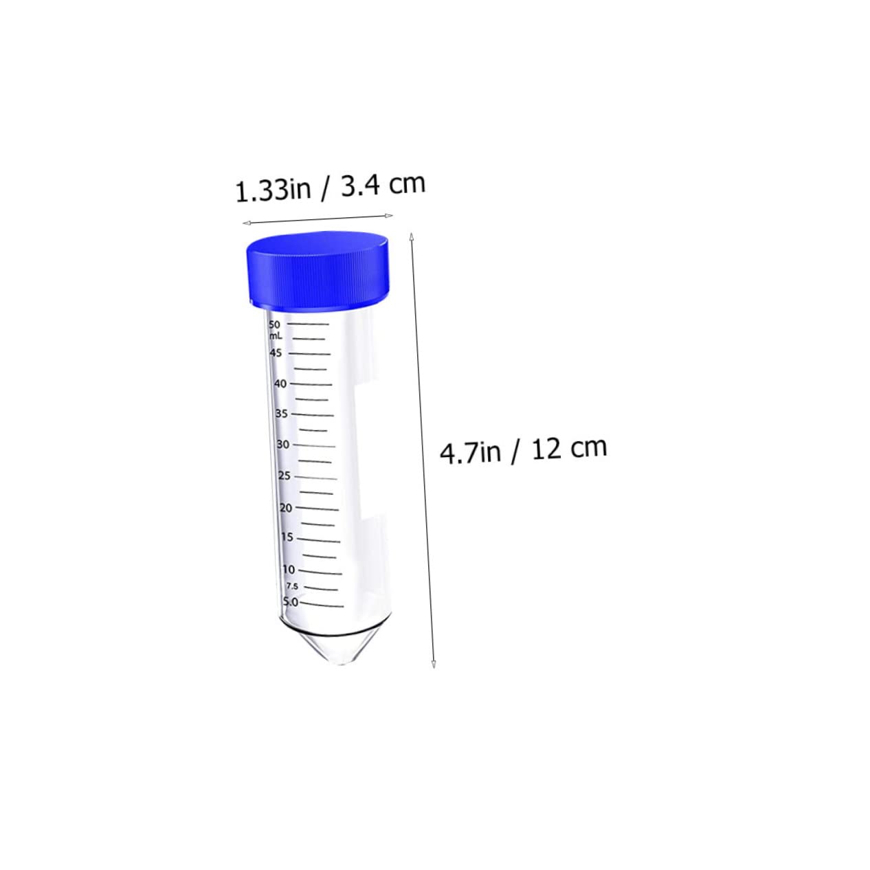 Ipetboom 50pezzi Provette in Plastica Per Centrifuga Da Laboratorio Con Scala Di Misurazione e Tappo Vite Per Esperimenti Scientifici