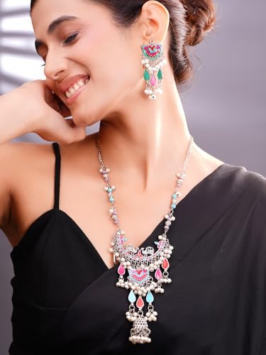 Image of Rubans Oxidised Necklace Set Indian Tribal Style Ethnic Jewellery Gift for Women & Girls