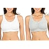 Fruit-of-the-Loom-Womens-Shirred-Front-Sport-Bra-With-Removable-Pads-2-Pack Fruit of the Loom Women's Sport Bra with Cookies , White/Heather Grey, 44(Pack of 2)