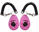 RANYUNSYZ 2Pcs Pink Dog Clicker for Training Easy to Use with Button Dog Training Accessories Strong and Long-Lasting, Training and Behavior Aids