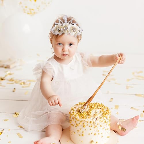 Digital Birthday Crown Model Baby Girl Nylon Headbands Nylon Flower Elastic Birthday Crown Hairbands Hair Accessories Gift for Newborn Infant Toddlers2