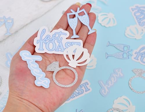 Image of 200psc Last Toast on the Coast Confetti - Last Toast Bachelorette Party Decorations, Ocean Bridal Shower Confetti, Beach and Coastal Bachelorette Party Decor, Shimmery Seashell and Ring Confeti
