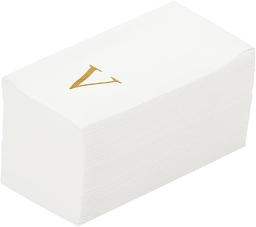 Miniatura 383 de Luxenap - Toallas de invitados de 15.8 x 7.9 pulgadas, 50 toallas de mano con letras plateadas, letra "P", fuente Sans Serif, servilletas de papel