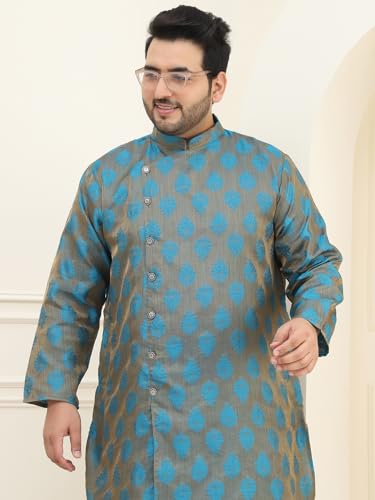 Image of SOJANYA Plus(Since 1958) Men's Pure Cotton Kurta with White Embroidery