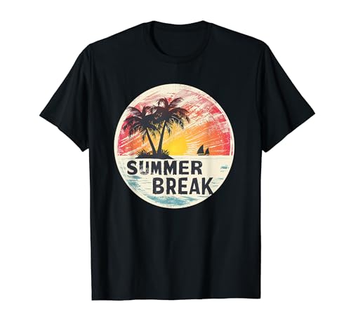 Bonito descanso de verano con isla, puesta de sol y palmera Camiseta