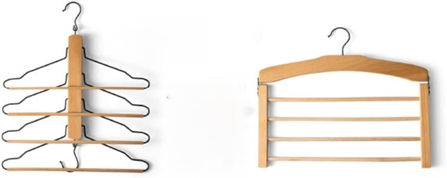 JSEIAJB Multifunctional 4 Layers Pants Hangers 4 in 1 Clothes Hangers Storage Rack Wooden Hanger Wardrobe Closet Organizer(E)