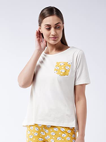Image of Miss Chase Women's White Round Neck Short Sleeves Printed Regular Length T-Shirt
