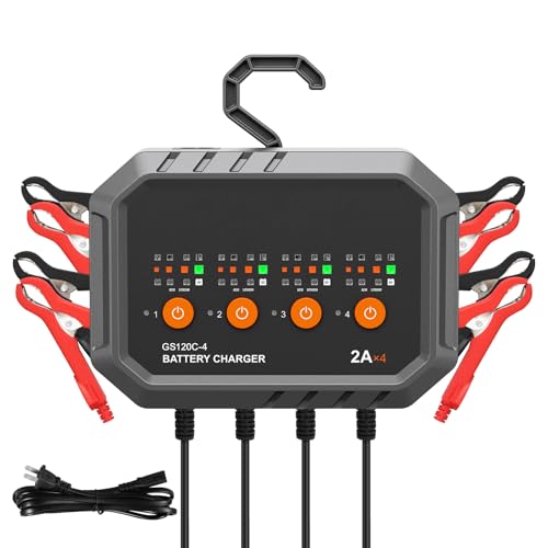 Happybuy Smart Battery Charger, 8-Amp Fully-Automatic LiFePO4 Lead-Acid Charger for Car, Boat, Motorcycle, Lawn Mower, Golf Cart, Marine Deep Cycle